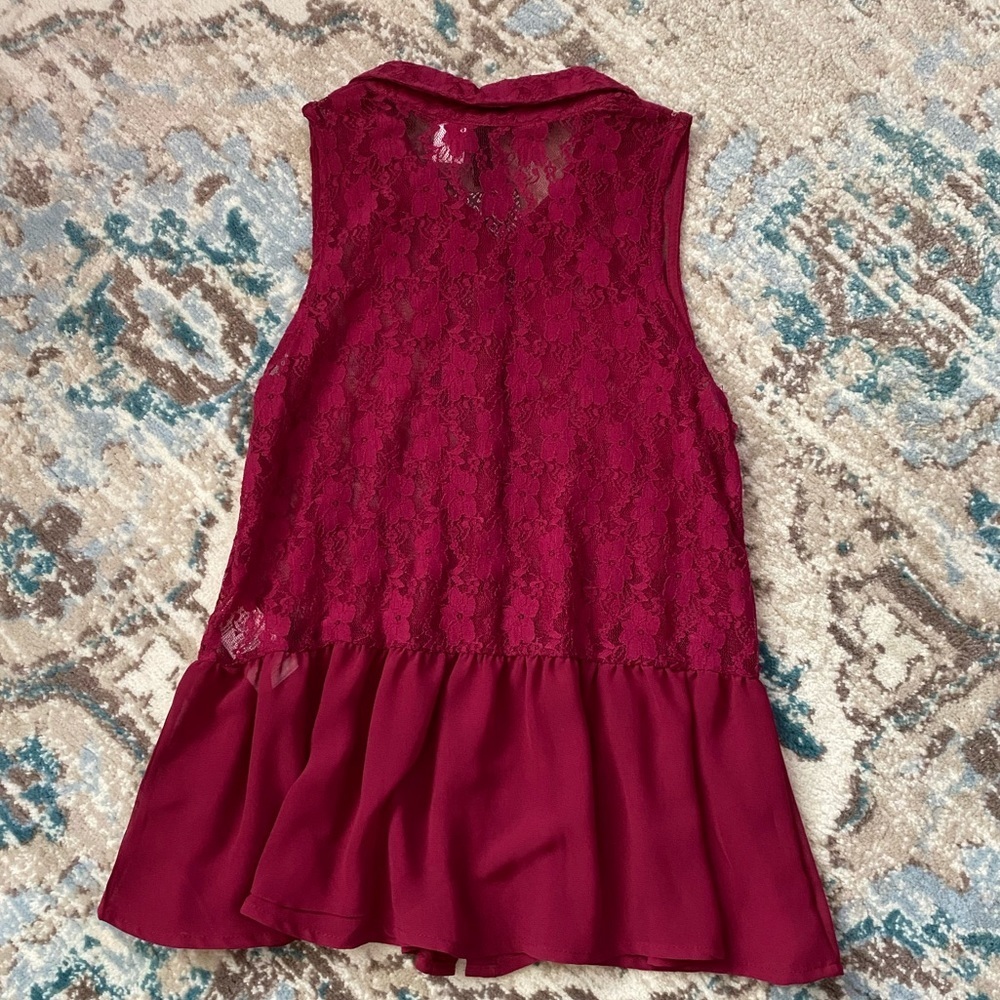 🦋5/$25 DIVIDED by H&M Lace Button Up Halter Tank - Picture 7 of 8